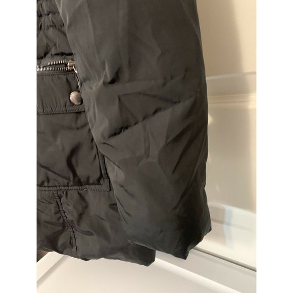 ANDREW MARC For BLOOMINGDALES Black COYOTE FUR HOODED Women’s COAT Sz L - Picture 5 of 8